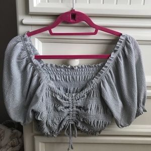 UO Sparkly Glitter Ruched-Front Top